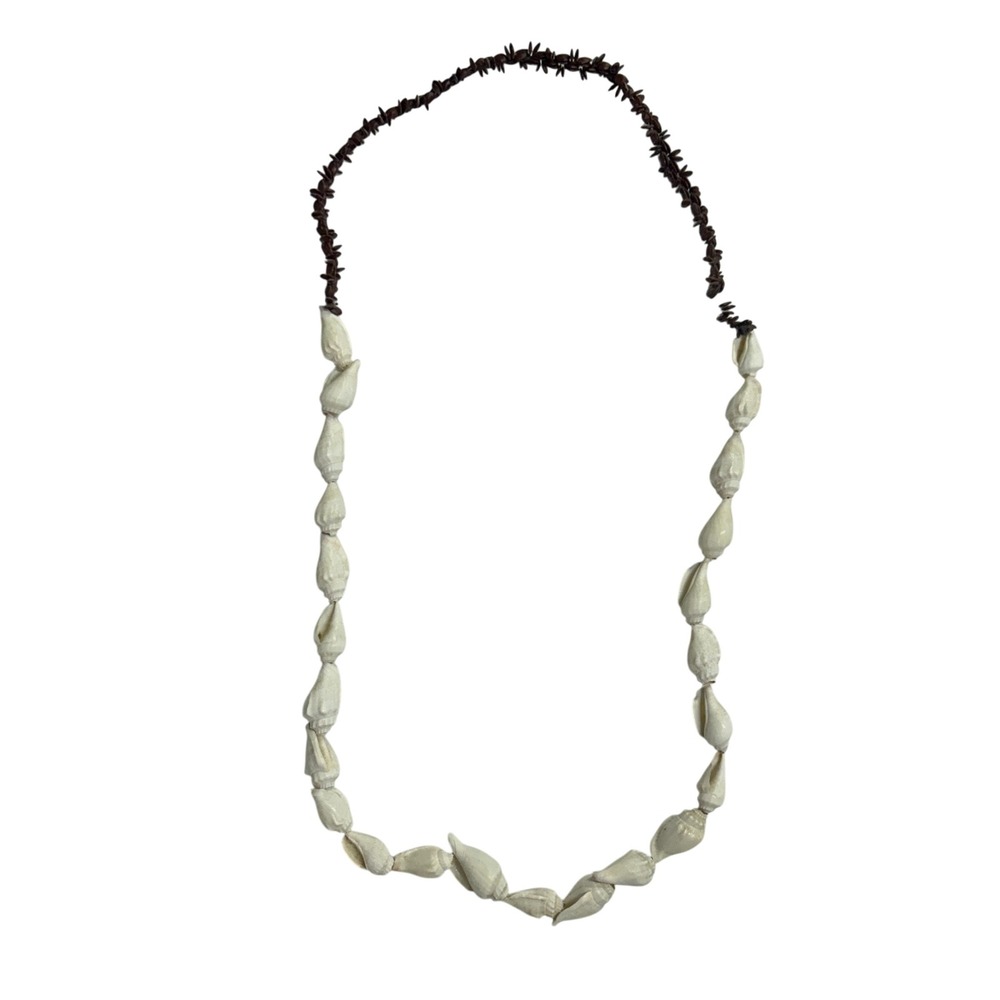 Vintage Hawaiian Kukui Nut Shell‎ Lei Necklace Tropical Island Beach Jewelry